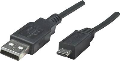 Manhattan USB-Kabel USB 2.0 USB-A Stecker, USB-Micro-B Stecker 1.80 m Schwarz UL-zertifiziert 307178-CG
