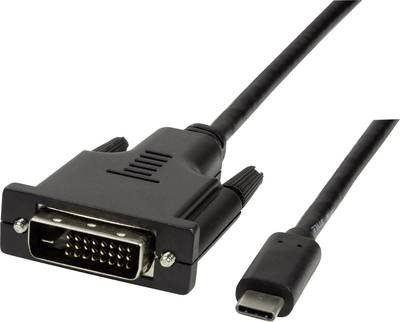 LogiLink USB-C® / DVI Adapterkabel USB-C® Stecker, DVI-D 24+1pol. Stecker 1.80 m Schwarz UA0331 USB-C®-Displaykabel