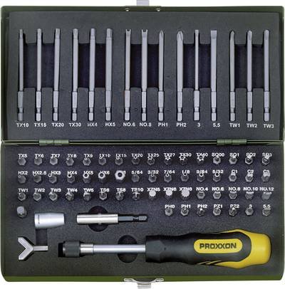 Proxxon Industrial 4006274231078 23 107 Bit-Set 75teilig Schlitz, Kreuzschlitz Phillips, Kreuzschlitz Pozidriv, Tri-Wing