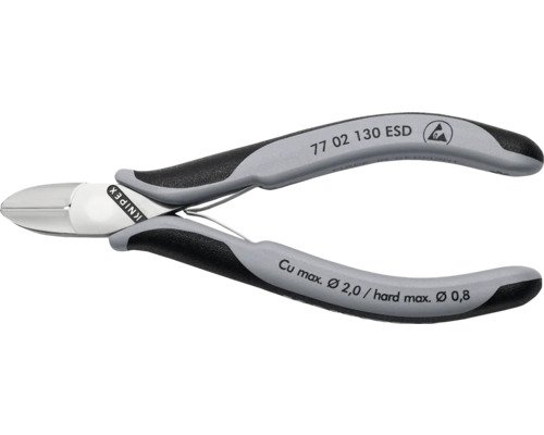 Knipex Elektronik-Seitenschneider mit durchgestecktem Gelenk spiegelpoliert ESD 130 mm