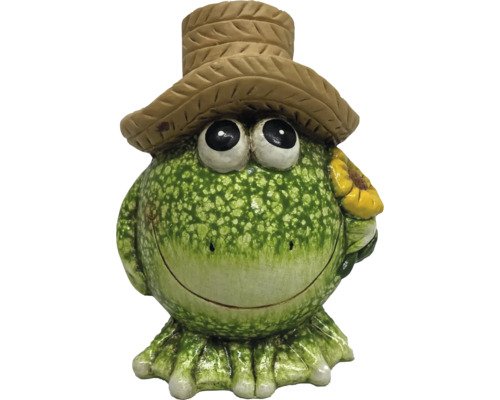 Dekofigur Frosch mit Hut und Blume 7 cm x 5.8 cm x 8.5 cm