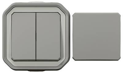 Legrand Komplett Aufputz, Wechselschalter, Taster Plexo Grau 069719L 1 St.