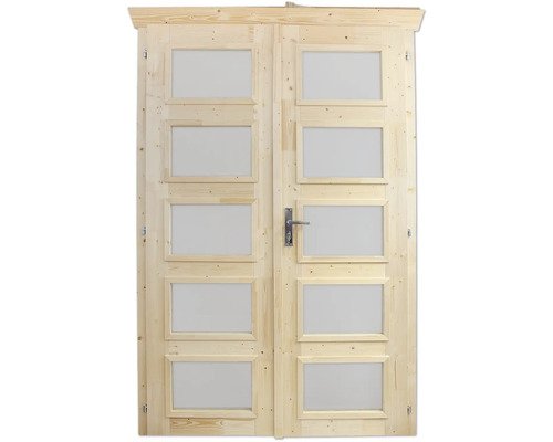 Doppeltür für Gartenhaus 28 mm SKAN HOLZ Milchglas vollverglast 123.4x193 cm natur