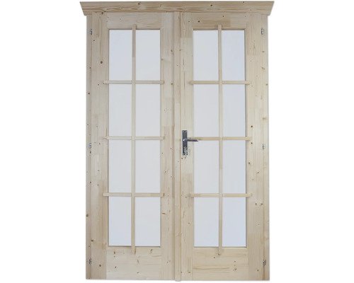 Doppeltür für Gartenhaus 28 mm SKAN HOLZ vollverglast 123.4x193 cm natur