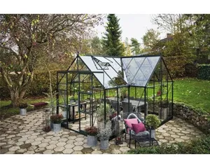 Gewächshaus Halls Garden Room inkl. Fundament, Sicherheitsglas 3 mm 262 x 384 cm grün
