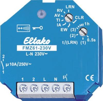 FMZ61-230V Eltako Funk Schaltaktor 1-Kanal Unterputz Schaltleistung (max.) 2000 W Reichweite max. (im Freifeld) 30 m