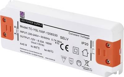 TRU COMPONENTS TC-YSL100F-1208330 LED-Trafo Konstantspannung 100 W 8.33 A 12 V/DC Möbelzulassung, Überspannung, Montage