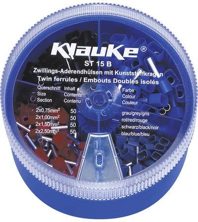 Klauke ST15B Zwillings-Aderendhülsen-Sortiment 0.75 mm², 1 mm², 1.5 mm², 2.5 mm² Teilisoliert Grau, Rot, Schwarz, Blau 2