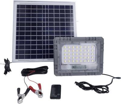 AS Schwabe 46983 LED-Flutlichtstrahler, Solarmodul 25 W Leuchtfarben: Naturweiß