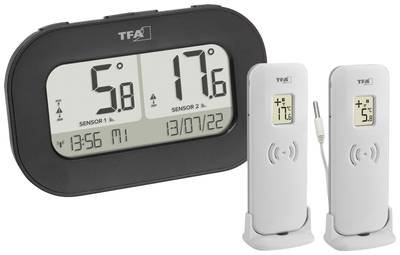 TFA Dostmann DOUBLE-CHECK Funk-Thermometer digital Schwarz 30.3073.01