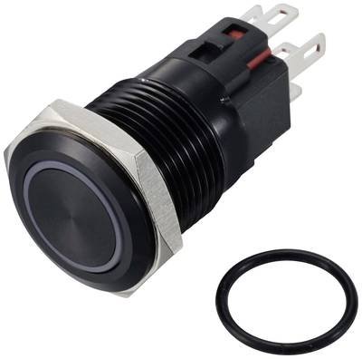 TRU COMPONENTS TC-12647428 Drucktaster 250 V/AC 3 A 1 x Aus/(Ein) IP65 Blau tastend Aluminium, eloxiert 1 St.