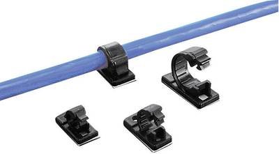 TRU COMPONENTS TC-6JR-S203 Befestigungssockel selbstklebend 1593032 Bündel-Ø-Bereich 7.50 mm (max) Schwarz 1 St.