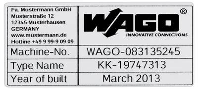 WAGO 210-802 210-802 Etiketten für Thermotransferdrucker Beschriftungsfläche: 70 x 33 mm Silber Anzahl Markierer: 500 50
