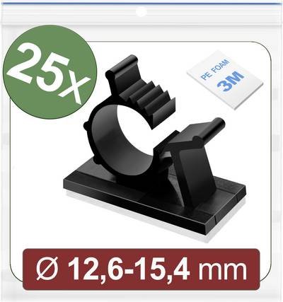 Quadrios 24CA452 Befestigungssockel selbstklebend 24CA452 Bündel-Ø-Bereich 12.6 bis 15.4 mm Schwarz 25 St.