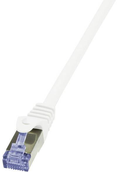 LogiLink CQ3111S RJ45 Netzwerkkabel, Patchkabel CAT 6a S/FTP 20.00 m Weiß Flammwidrig, mit Rastnasenschutz 1 St.