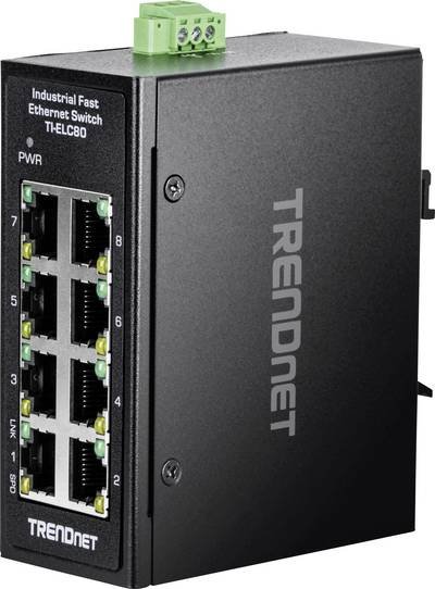 TRENDnet TI-ELC80 8-Port Ethernet Mini Switch Industrial DIN-Rail