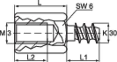 TOOLCRAFT 59006986 DIBLZ AK 30X5/IM3/10 Abstandsbolzen M3 M3 Messing 1 St.