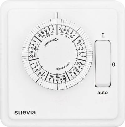 Suevia SU280439 Unterputz-Zeitschaltuhr analog Wochenprogramm 1200 W IP20 EIN/AUTO/AUS-Programm