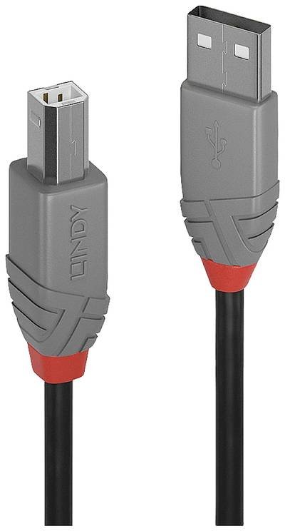 LINDY USB-Kabel USB 2.0 USB-A Stecker, USB-B Stecker 5.00 m Schwarz 36675