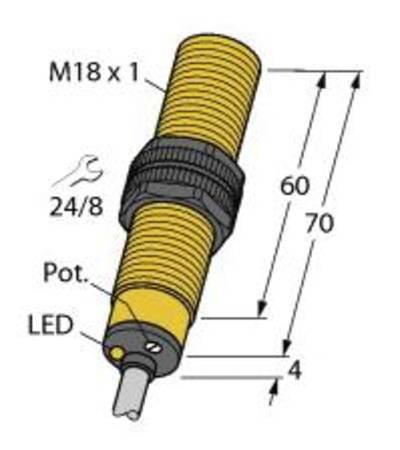 Turck Kapazitiver Sensor BCF5-S18-RN4X 2503008 bündig NPN, Öffner (Ø x L) 18 mm x 74 mm