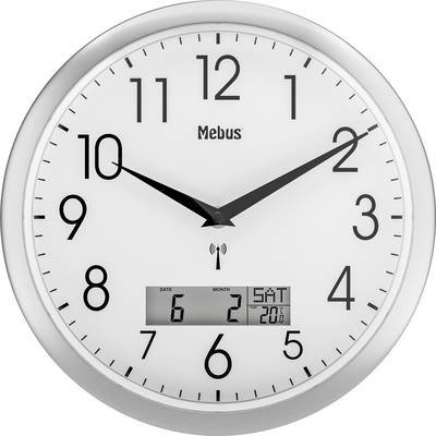 Mebus 19422 Funk Wanduhr 30 cm x 3 cm Silber