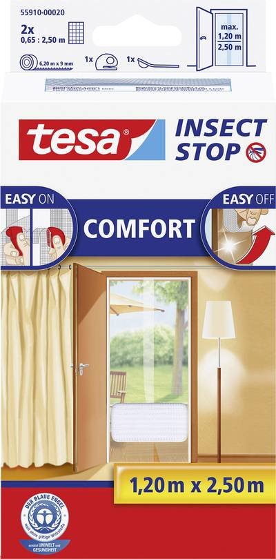 tesa COMFORT 55910-00020-00 Tür-Fliegengitter (B x H) 1200 mm x 2500 mm Weiß 1 St.