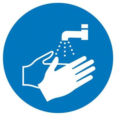 Gebotsschild Hände waschen, Hygiene und Abstand Folie selbstklebend (Ø) 50 mm ISO 7010 6 St.