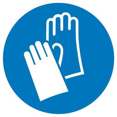 Gebotsschild Handschutz benutzen, Hygiene und Abstand Folie selbstklebend (Ø) 300 mm ISO 7010 15 St.