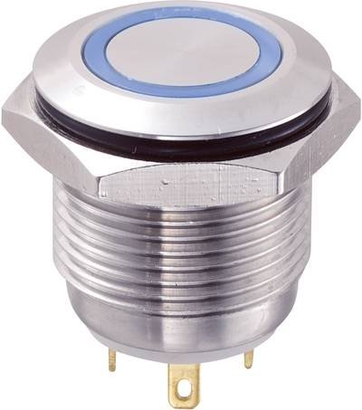 TRU COMPONENTS 701855 GQ16F-10E/J/B/12V Vandalismusgeschützter Drucktaster 48 V/DC 2 A 1 x Aus/(Ein) tastend Blau IP65 1