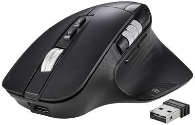 Renkforce RF-OBTM-500 Ergonomische Maus Kabellos Optisch Schwarz 8 Tasten 3200 dpi Ergonomisch, Multipair-Funktion