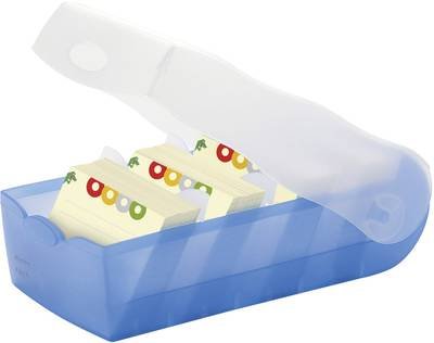 HAN CROCO 997-643 Karteikasten Blau, Transluzent max. Anzahl der Karten: 900 Karten DIN A7 quer inkl. 100 linierten Kart