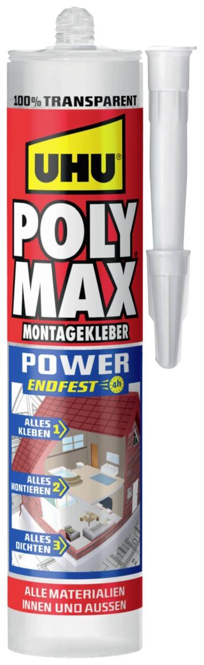 UHU Poly Max® Power Transparent Klebe- und Dichtmasse Herstellerfarbe Transparent 47855 300 g