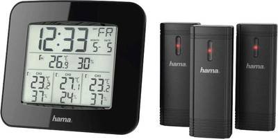 hama 00186311 Wetterstation "EWS-Trio", mit drei Sensoren, Schwarz