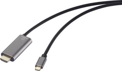 Renkforce USB-C® / HDMI Adapterkabel USB-C® Stecker, HDMI-A Stecker, USB-C® Buchse 1.50 m Schwarz RF-6409792 4K UHD, mit