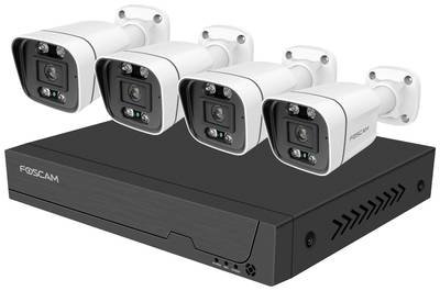 Foscam Schloss / Zutrittskontrolle FN9108E-B4-2T LAN IP-Überwachungskamera-Set 8-Kanal mit 4 Kameras 3072 x 1728 Pixel