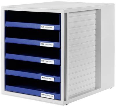 HAN HAN - Schubladenschrank - 5 Schubfächer - für C4 1401-14 Schubladenbox Lichtgrau DIN A4 Anzahl der Schubfächer: 5
