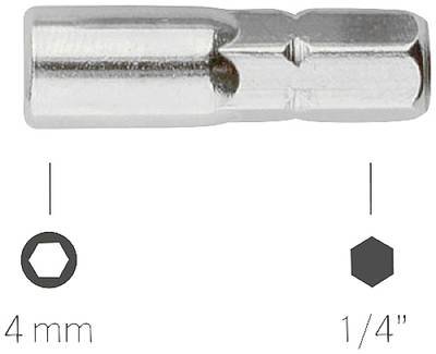 Bernstein Tools for Electronics 4-566 Bit-Adapter 1/4 Zoll > 4mm Bits 25 mm 1/4"