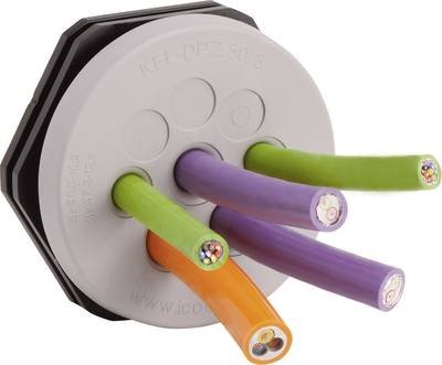 Icotek KEL-DPZ 50/10 Kabeldurchführungsplatte Klemm-Ø (max.) 22.2 mm Polyamid, Elastomer Grau 1 St.