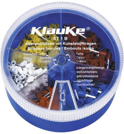 Klauke ST1B Aderendhülsen-Sortiment 0.5 mm², 0.75 mm², 1. mm², 1.5 mm², 2.5 mm² Teilisoliert Orange, Weiß, Gelb, Rot, Bl