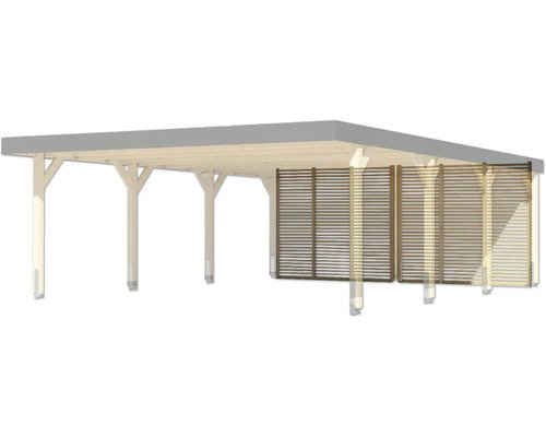 Rückwand Karibu Lamellenwand Doppelcarport 258 x 229 cm natur