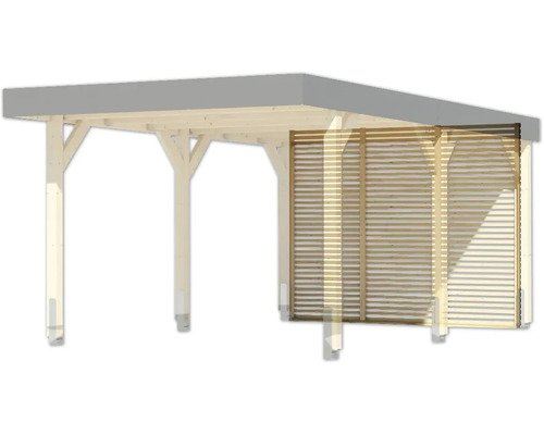 Rückwand Karibu Lamellenwand Einzelcarport 288 x 229 cm natur