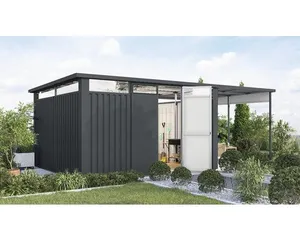 Gartenhaus Karibu Nosten 4 inkl. Anbaudach 2,25 m 614,5 x 355 cm anthrazit