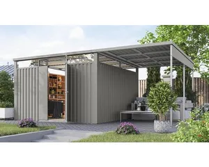 Gartenhaus Karibu Nosten 3,5 inkl. Anbaudach 2,25 m 564 x 355 cm graualuminium