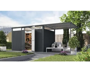 Gartenhaus Karibu Nosten 3 inkl. Anbaudach 2,25 m 564 x 244,5 cm anthrazit