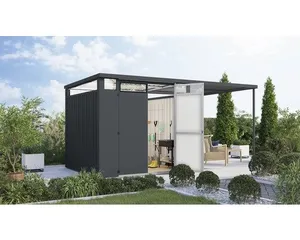 Gartenhaus Karibu Nosten 2 inkl. Anbaudach 2,25 m 452,5 x 234,5 cm anthrazit