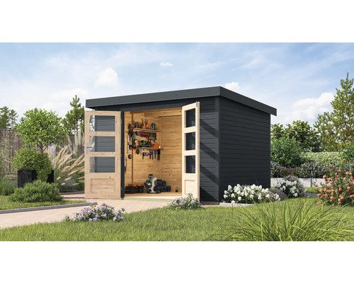 Gartenhaus Karibu Metalwood 5C Blech anthrazit 320,5 x 266,5 cm anthrazit
