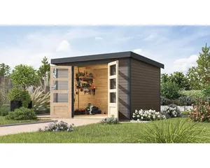 Gartenhaus Karibu Metalwood 5B Blech anthrazit 320,5 x 266,5 cm terragrau
