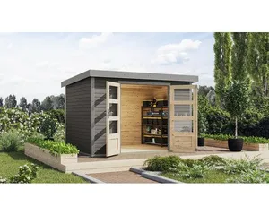 Gartenhaus Karibu Metalwood 4B Blech graualu 322 x 236,5 cm terragrau