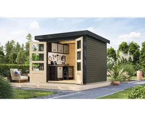 Gartenhaus Karibu Metalwood 3B Blech anthrazit 266 x 236,5 cm terragrau
