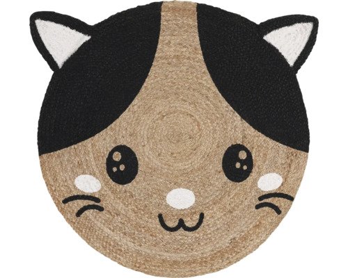 Kinderteppich Elva Katze natur Ø 80 cm